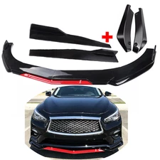 Front Bumper Lip Splitter Spoiler Body Kit + Side Skirt For Infiniti Q50 Base