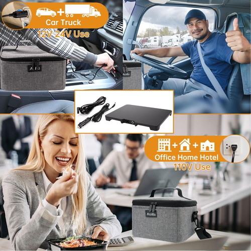 Portable Oven, Electric Lunch Box Heater - 12V/24V/110V 3-In-1 Car Warmer - Heat - Picture 3 of 12