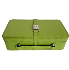 Lime Green Leather Travel Jewerly Case Eurobond Leather Classics w Handle