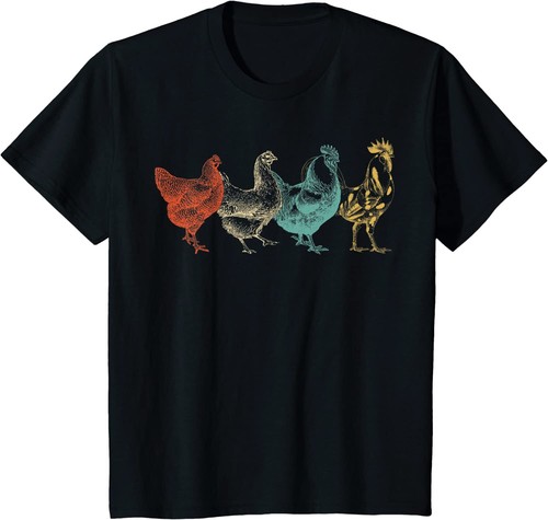 Chicken Retro Vintage Poultry Farmer Farm Lover Youth Unisex T-shirt - Picture 1 of 6