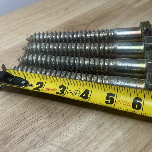Lot of (4) 3/4" x 6" LARGE Lag Screw Bolts Steel 307 A Hex Head Zinc Coated - Picture 5 of 8