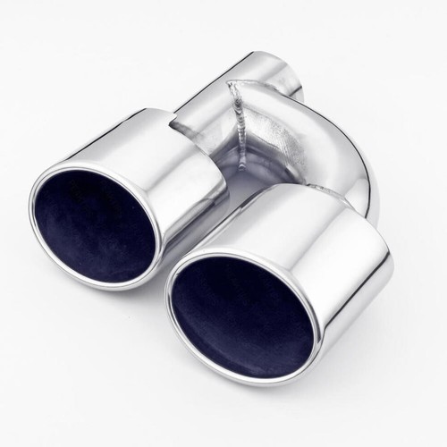 Oval Exhaust Tailpipe Tips 2.25" In Stainless Steel Quad Out Pair Staggered - Picture 6 of 7