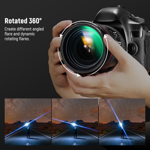 NEEWER 62mm Blue HD 360° Rotatable Anamorphic Flare Special Effects Lens Filter - Picture 4 of 8