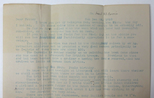 WWI Cunard Line RMS Caronia Lettera Ubriaco Ufficiale USA Piloti Marina Giapponese 1918 - Foto 3 di 6