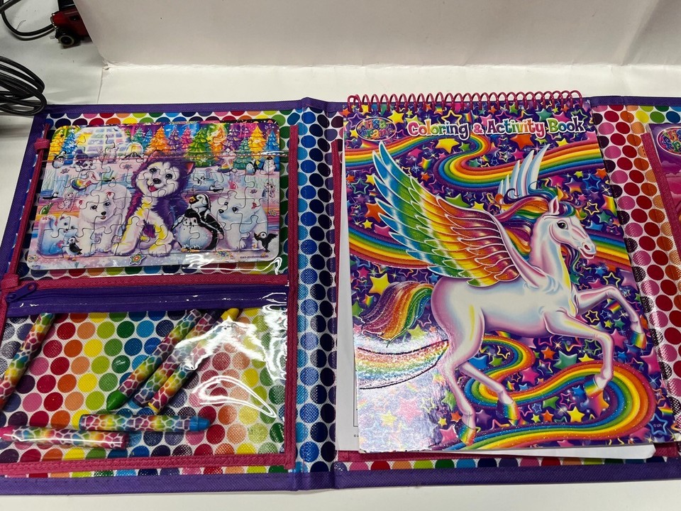 Lisa Frank Trifold Folder Portfolio Binder Coloring Book Stickers