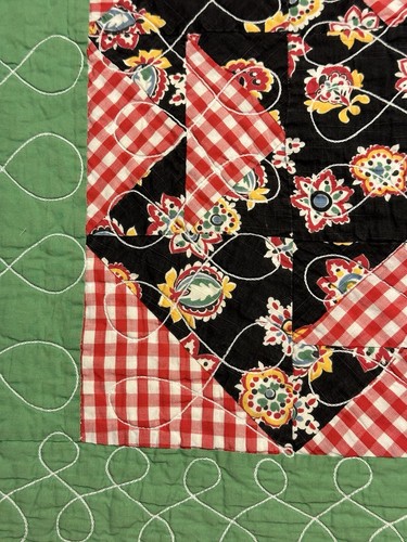 Vintage Cutter Quilt Piece 17” x 18” Beautiful Feed Sack Fabrics # 3 - Picture 6 of 10