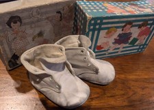 Antique Vtg Baby Shoes Leather Original Box Darling Bouncing Baby Brand Size 1