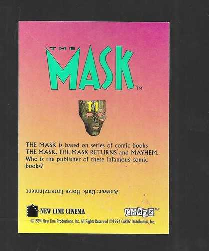 The Mask Cardz  1994 Bonus Tekchrome Card  T1 The Mask Comics  Jim Carrey - Picture 2 of 2
