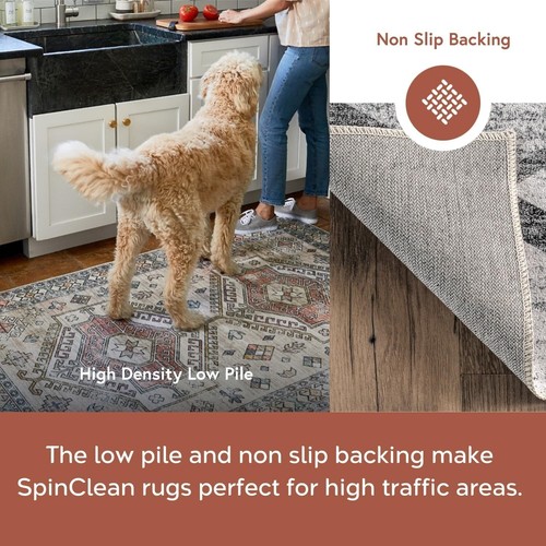 Stain Resistant Area Rug 5' x 8' Light Grey - Perfect for Living & Dining Rooms - Picture 6 of 8
