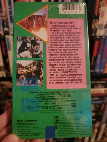 Conquest Of The Planet Of The Apes 1972 VHS Rare Hard To Find Factory Sealed - Picture 2 of 2
