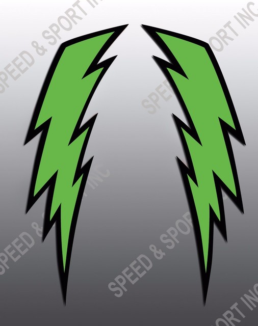 VINTAGE BOB HANNAH LIGHTNING BOLT DECALS HELMET MOTORCYCLE GREEN W/ BLACK TRIM eBay