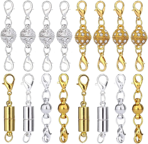 16 Pcs Magnetic Lobster Clasps for Jewelry Necklace Bracelet, Rhinestone Ball an - Picture 9 of 12