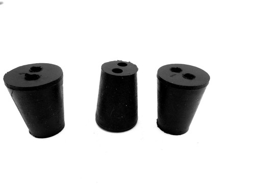 #1 Rubber Stopper, 2 Center Holes, Plugs 19/32 To 45/64", 15mm To 18mm ID Holes - Picture 3 of 12