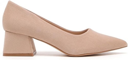 Women’s Block Chunky Closed Pointed Toe Elegant Slip On Pumps Court Shoes 3-8 UK - Picture 19 of 22