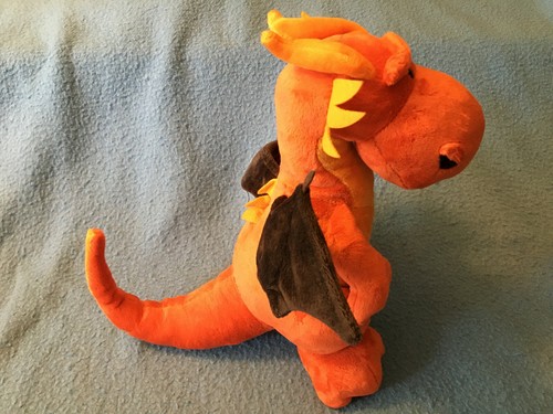 ORANGE DRAGON Plush 12" Tall NICI GmbH Germany Langheimer 1994 Rare - Picture 3 of 4
