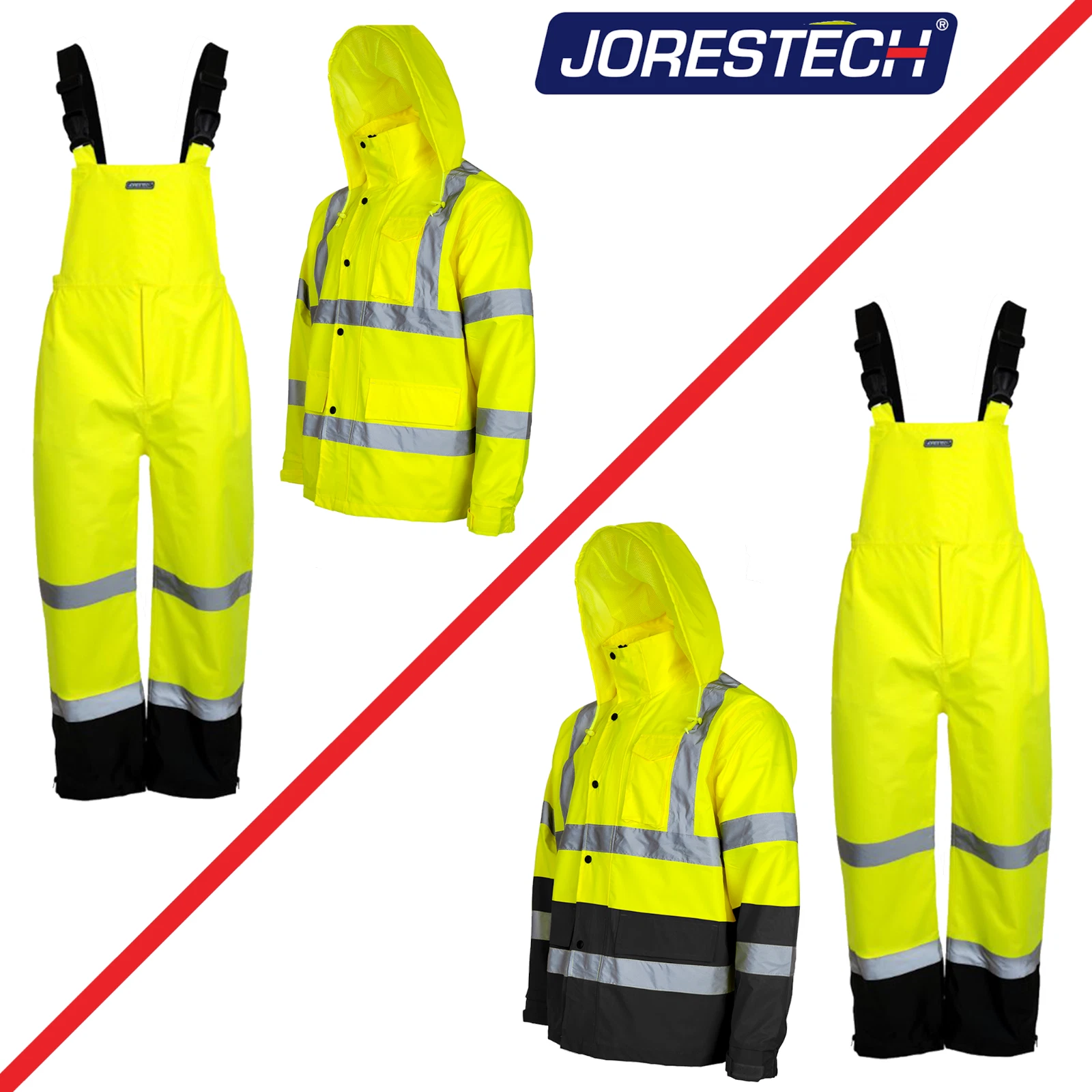 Safety Overall and Hi Vis JACKET with Reflective Strips Rain Set JORESTECH image 1