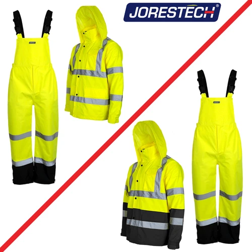 Hi Vis Waterproof Rain Suit Jacket Bib Overall Pants Reflective JORESTECH - product listing photo