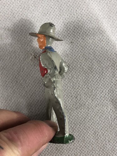 Vintage Barclay Manoil Lead Figure Cowboy with Tin Hat(Grey) - Picture 2 of 5