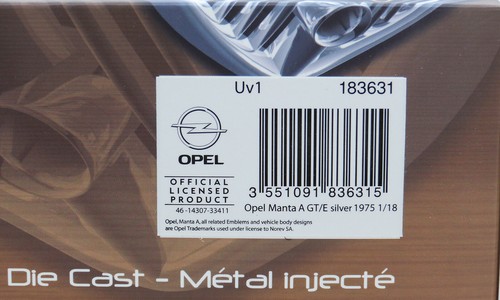 Opel Manta A GT/E GTE 1975 silber grau schwarz silver black Norev 183631 1:18 - Bild 8 von 8