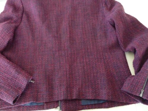 NUOVO LOFT TRENDY MISTO LANA VITE/NAVY ZIP FRONTALE DUE TASCHE BOXY JACKET TAGLIA 14 - Foto 2 di 7