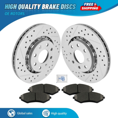 Front Drilled Rotors Ceramic Brake Pads For Chevy Aveo Spark Pontiac Wave Lanos
