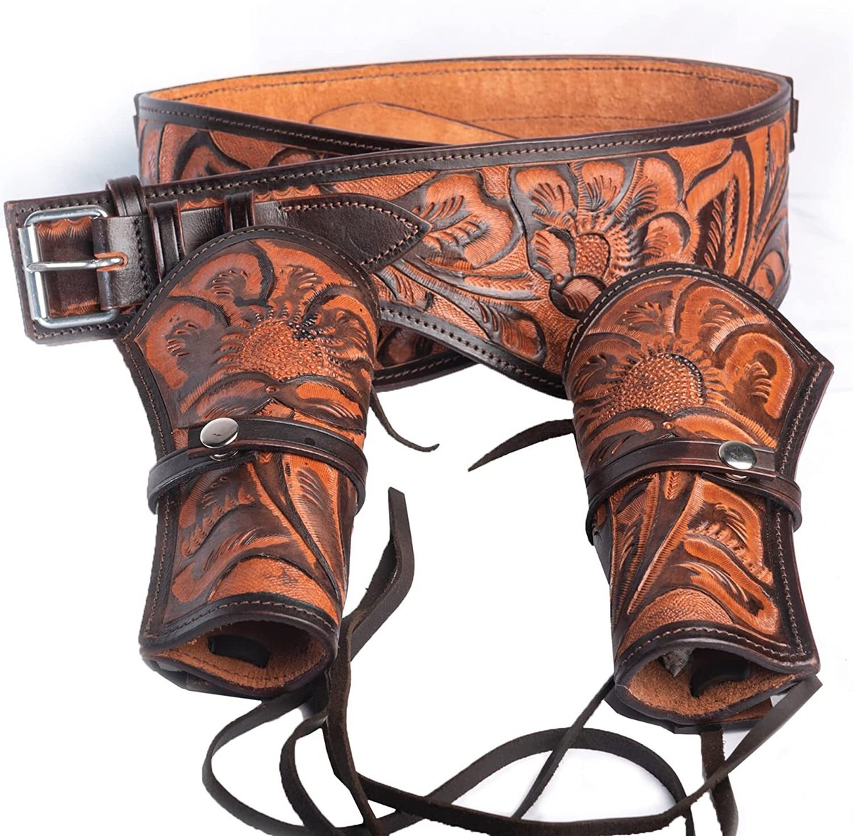 個人装備 Western leather gun belt 44-45 Cal. Western Tooled Leather Gun Belt 36