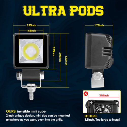 Mini Tamaño 2" 40W LED Cubo Barra de Luz de Trabajo Spot Pods DRL Conducción Para JEEP Off Road - Imagen 4 de 40