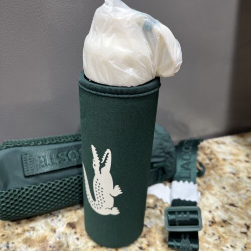 LACOSTE GLASS WATER BOTTLE WITH HOLDER, KOOZIE & STRAP BAND NEW IN BOX FREE SHIP - Picture 12 of 14