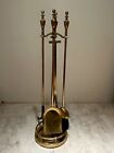 Solid Brass 4 Piece Fireplace Accessory Set. 31 in. Height. 9 in. Width.
