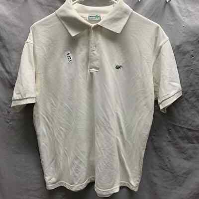 Lacoste Polo Adult 6 White Short Sleeve Embroidered Y2K Men s