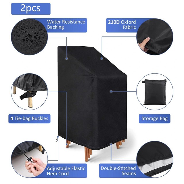 2x Garden Chair Covers Waterproof with 2 Handles Furniture Cover Set for Garden 2x Garden Chair Covers Waterproof with 2 Handles Furniture Cover Set for Garden
