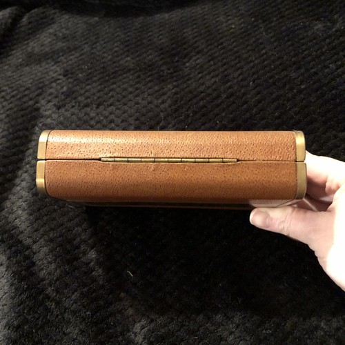 Vtg 50s Phinney-Walker Travel Clock Box. Delta Airlines Playing Cards Inside - Picture 10 of 11