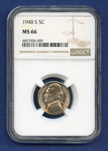 1948 S NGC MS66 Jefferson Nickel 5c US Mint Coin 1948-S MS-66
