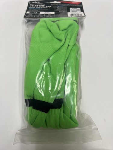 Mitre Sock Shinguards Built-in Combo Neon Electric Green Youth 4' to 4'8" - Picture 6 of 7