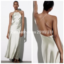 NWT ZARA WOMAN'S MIDI SATIN CAMISOLE DRESS GREY GREEN SIZE S 2916/331