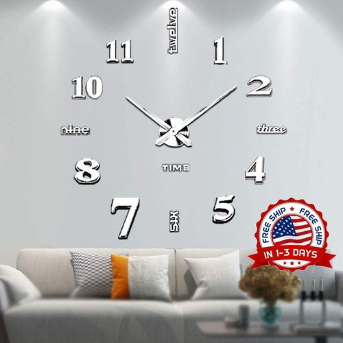 Reloj de Pared Moderno 3D Grande Para Decoraciones de Hogar Reloj de Pared NUEVO - Picture 4 of 8