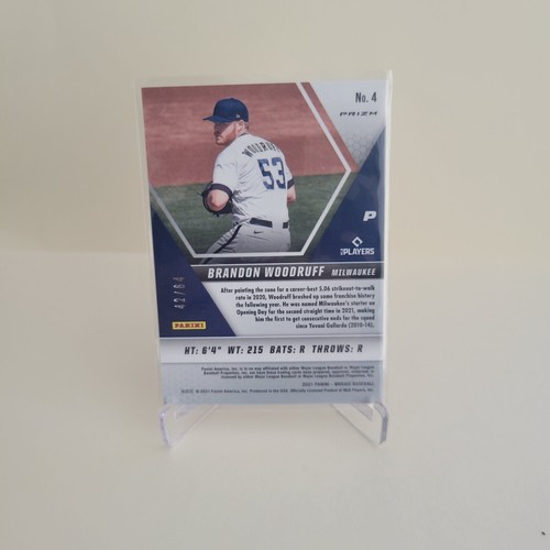 2021 PANINI MOSAIK BRANDON WOODRUFF FUSION ROT & GELB PRIZM #4 Ser #42/64 - Bild 2 von 2