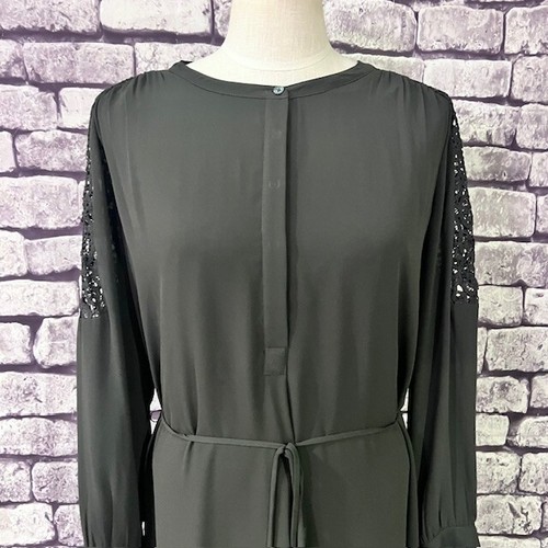 Ann Taylor LOFT Gray A-Line Dress Size L 100% Polyester - Picture 2 of 9