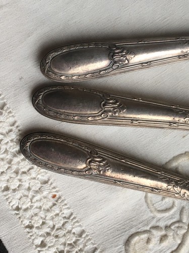 ANTIQUE FRENCH ART NOUVEAU V. LENEUF 950 SILVER HANDLE CUTLERY: MIGNARDISES SET - Picture 10 of 21