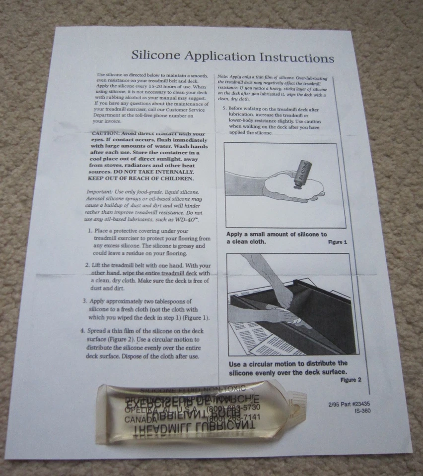 Nordic Track Walkfit Treadmill Belt Lubricant with instruction sheet