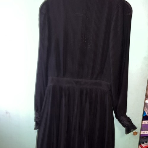 Polo Ralph Lauren Georgette Dress Black Lace-Trim Pleated Sz 2. Dark Romantic - Picture 4 of 4