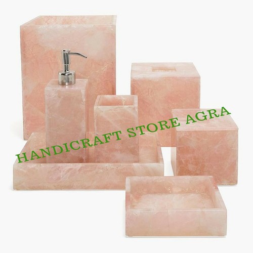 Quartz Rose Ensemble Salle de Bain Accessoires Set De 7 Pièces pour Luxe - Picture 1 of 8