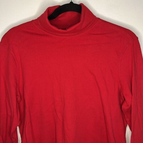 White Stag Vintage Women's Red Solid 100% Cotton Long Sleeve Turtleneck Sz Large - Picture 3 of 8