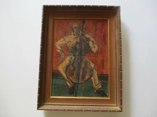 MUSICIAN 1950'S PAINTING EXPRESSIONIST ABSTRACT MODERNIST VINTAGE LISTED SAVO 