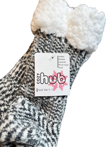 Cozy Hub Ladies Double Layered Push Lined Socks Size 9-11 Warm Winter Soft - Picture 2 of 5