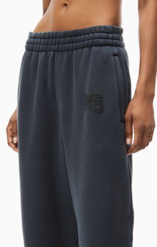 Alexander Wang T Puff Logo Black Sweatpants Women's XL 3 Zip Pockets Retail $295 - Picture 2 of 17