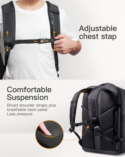 Inateck 38-46L Reiserucksack, erweiterbarer Tragerucksack 15.6'' Laptop Rucksack - Bild 7 von 8