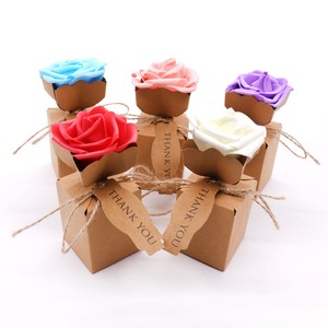 1 100pcs Kraft Paper Candy Gift Boxes W Foam Rose Flower Wedding