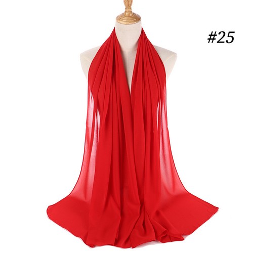 Damen muslimischer langer Hijab Schal Tücher Kopftuch Chiffon Schals einfache Farbe - Bild 37 von 73