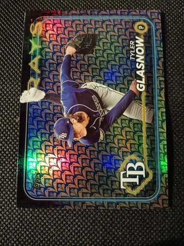 2024 TYLER GLASNOW TOPPS HOLIDAY PARALLEL BASEBALL CARD #89 TB RAYS LA DODGERS  - Picture 1 of 2